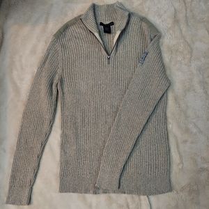 Calvin Klein Jeans Men's 1/4 Zip Pullover Sweater Shoulder Patches Large